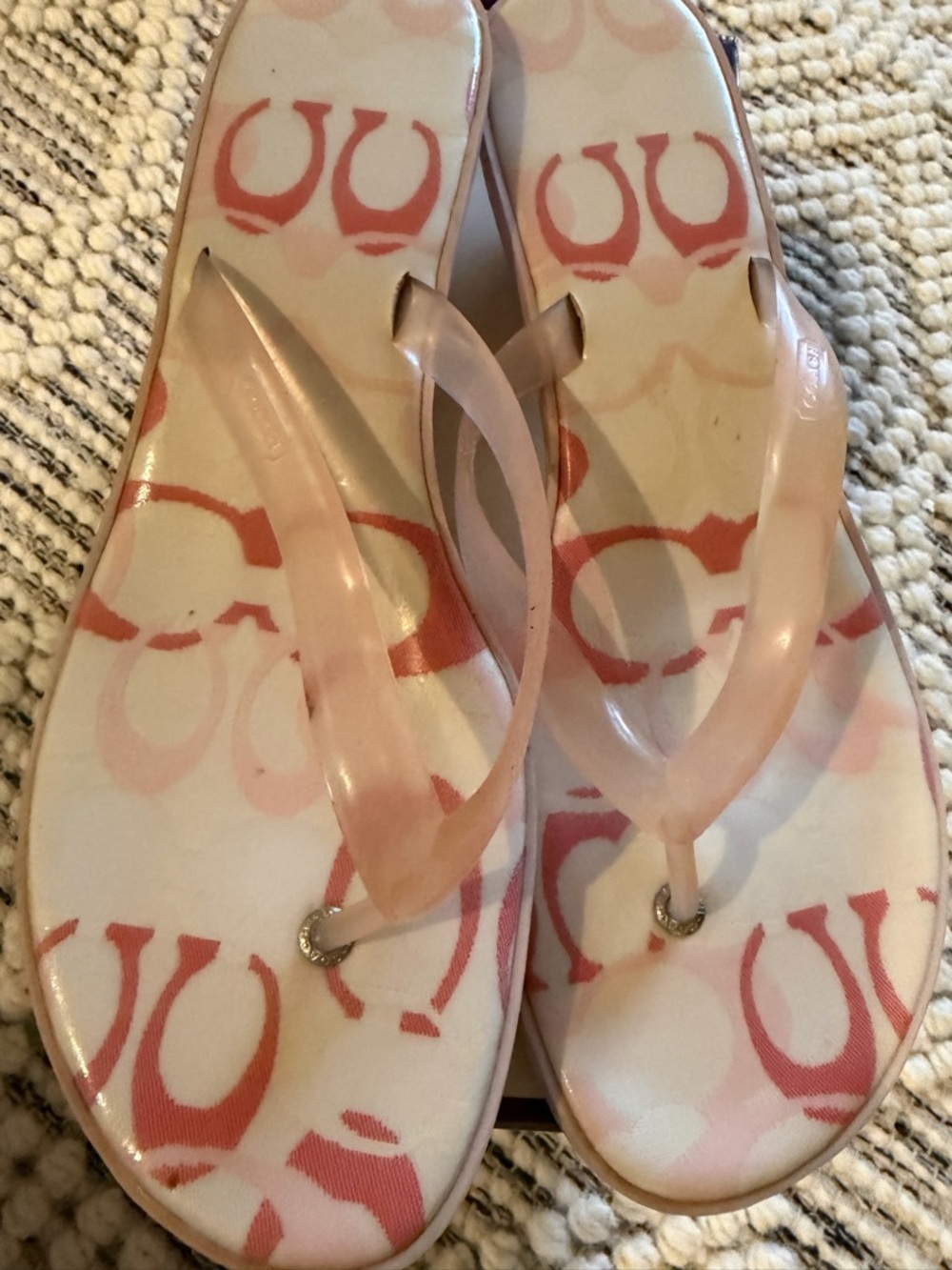 Coach Pink Patterned Jelly Flip Flop Sandals